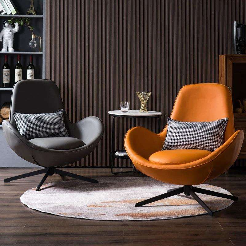 北欧单人沙发椅阳台懒人轻奢旋转休闲椅设计师鸡蛋椅蛋壳椅网红款