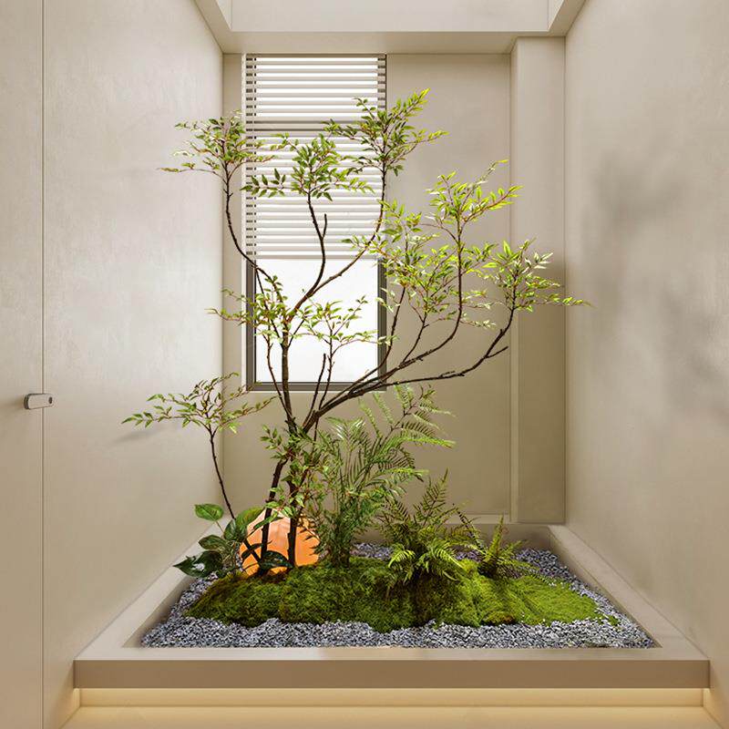 仿真绿植十大功劳盆栽室内过道橱窗装饰诧寂风假植物落地造景摆件