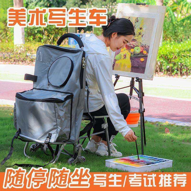 写生车多功能拉杆画车户外写生折叠小拉车轻便拖车画箱美术生艺考