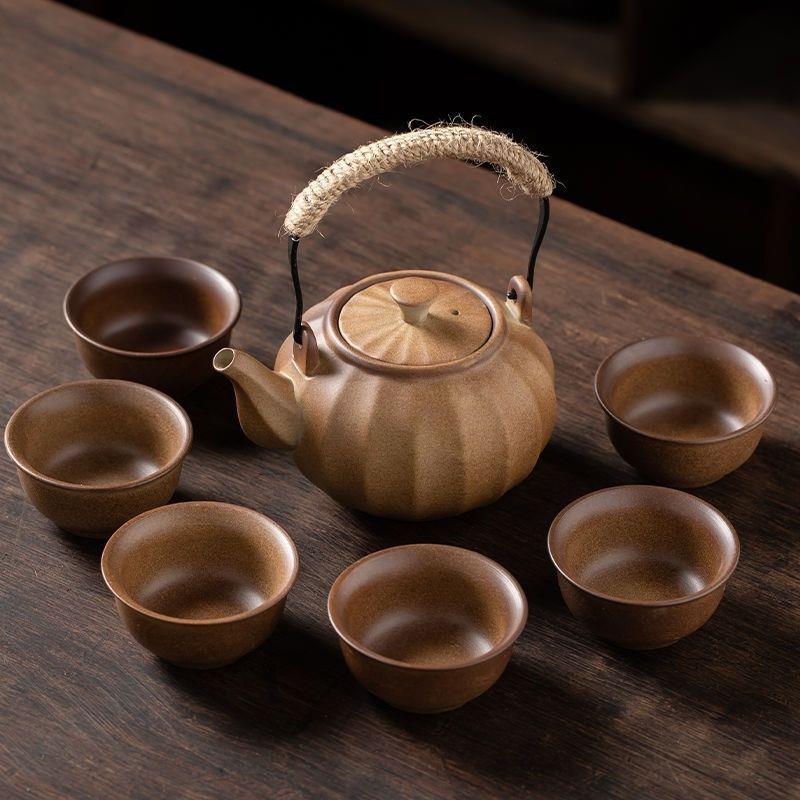 陶壶烧水壶粗陶柴烧原矿无釉围炉煮茶复古户外高温炭烧煮茶泡茶壶