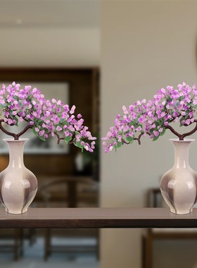 天然紫水晶新中式客厅家居玄关电视柜酒柜装饰品发财树乔迁摆件