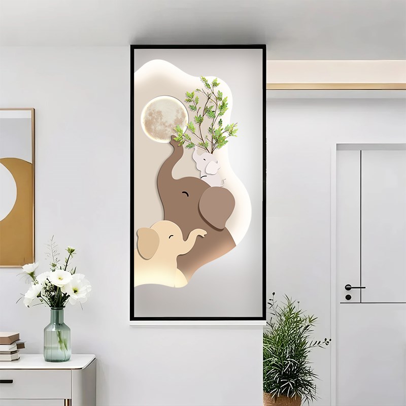 艺术玻璃屏风隔断客厅现代奶油风入户进门遮挡玄关装饰画半墙隔断图片