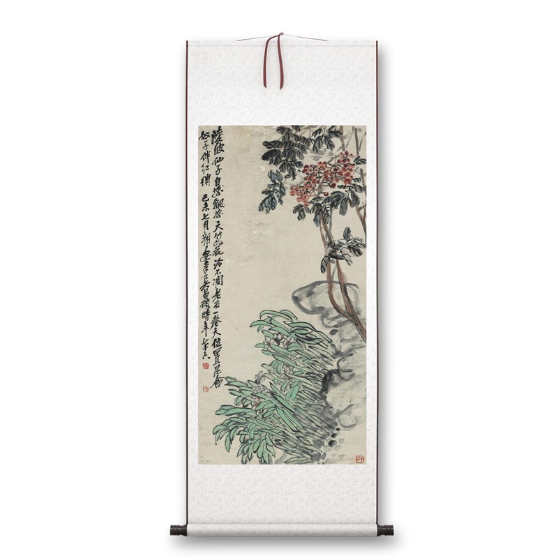 吴昌硕《天竺水仙》客厅书房茶室装饰画挂画玄关水墨高清挂轴字画
