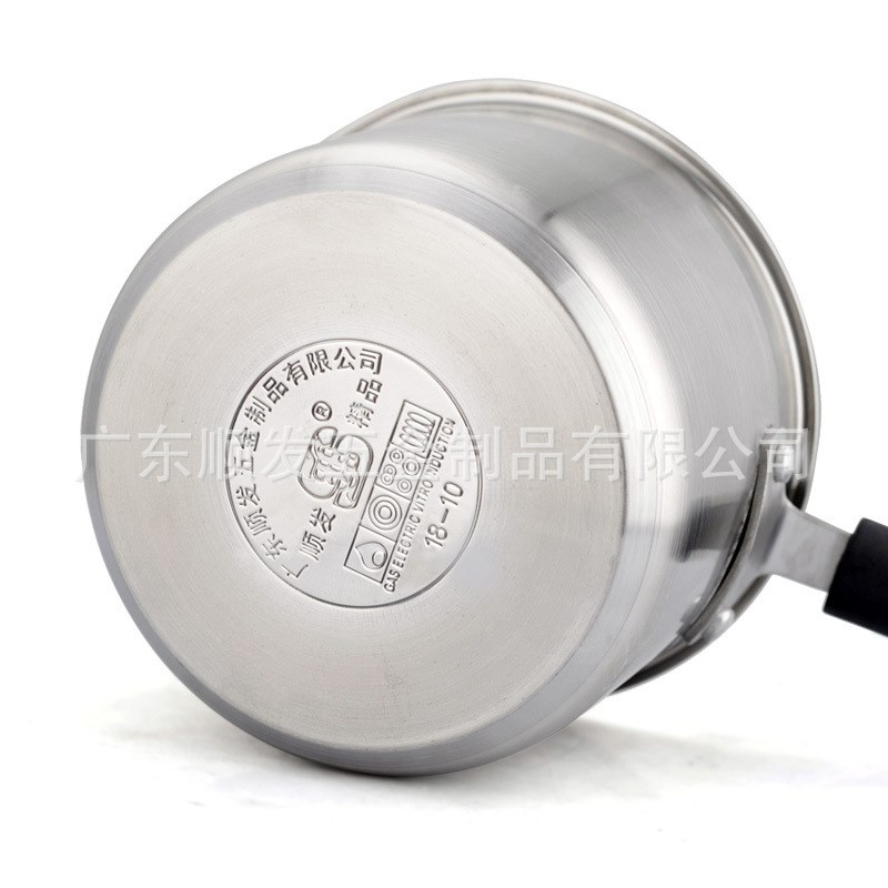 顺发16cm乐享304不锈钢单柄奶锅复合三层底汤锅电磁炉