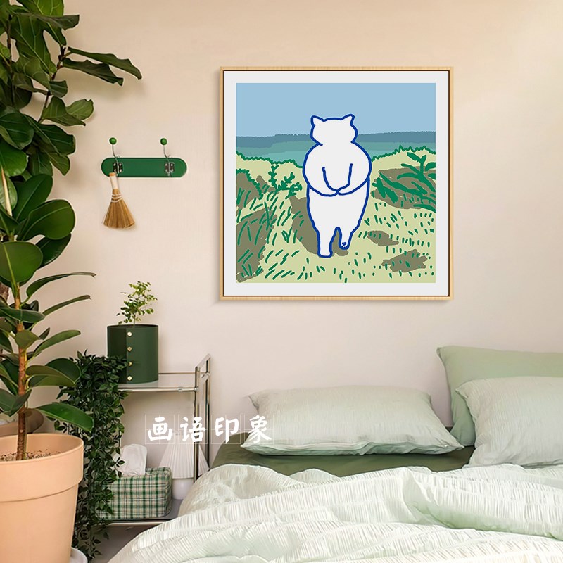 卡通趣味猫咪动物装饰画韩系ins风儿童房挂画幼儿园简约走廊墙画图片