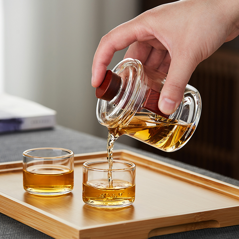 玻璃旅行茶具快客杯一壶二杯功夫小茶具便携户外收纳包泡茶壶套装