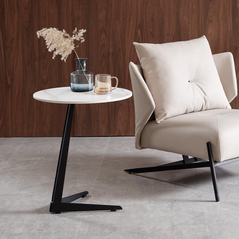 轻奢客厅沙发边桌岩板边几阳台迷你茶几创意休闲角几多功能小圆桌