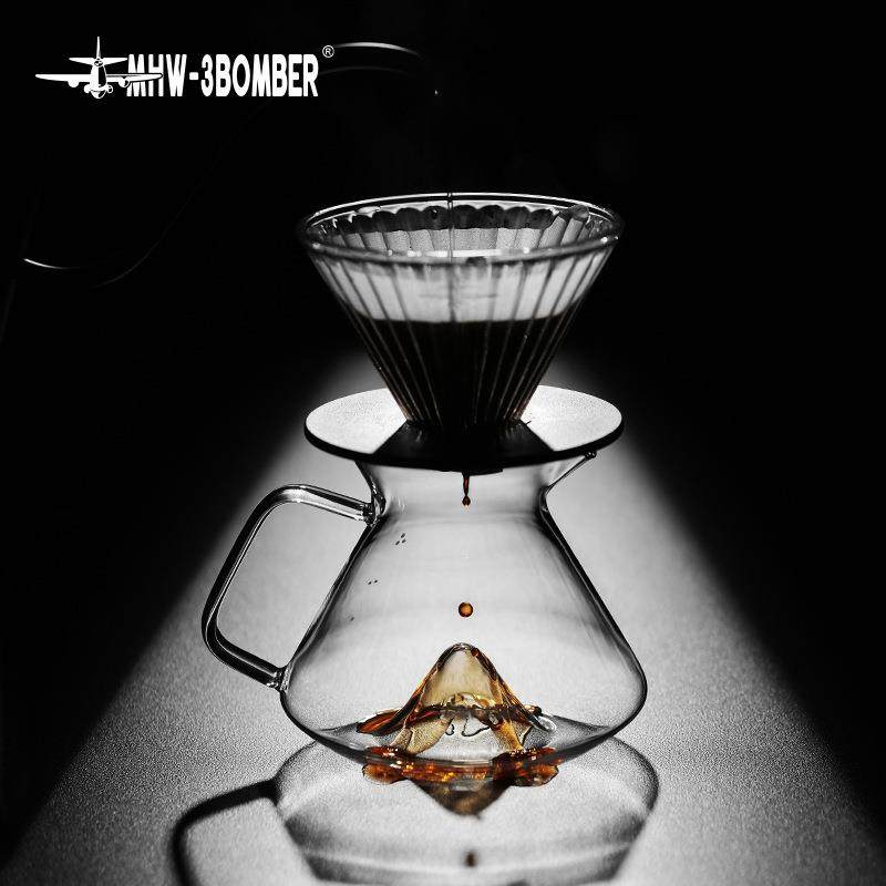 MHW-3BOMBER轰炸机山丘手冲咖啡分享壶 带刻度玻璃滴漏咖啡壶器具