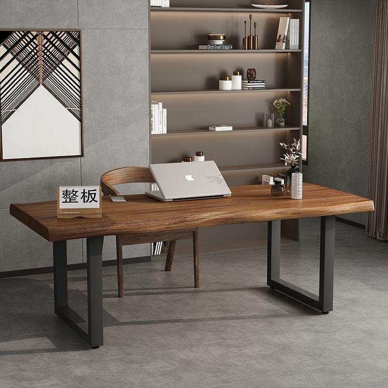 实木办公桌家用台式电脑桌长条书房书桌简约写字工作台原木桌整板