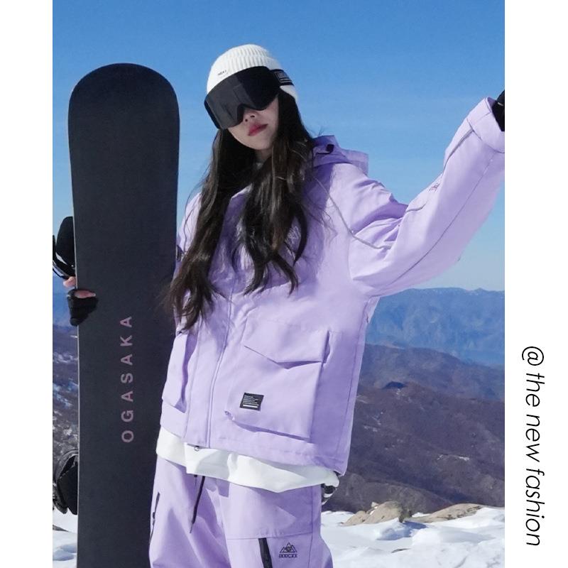 滑雪场出租 防水拉链魔术贴滑雪服男女反光条大码夹克外套