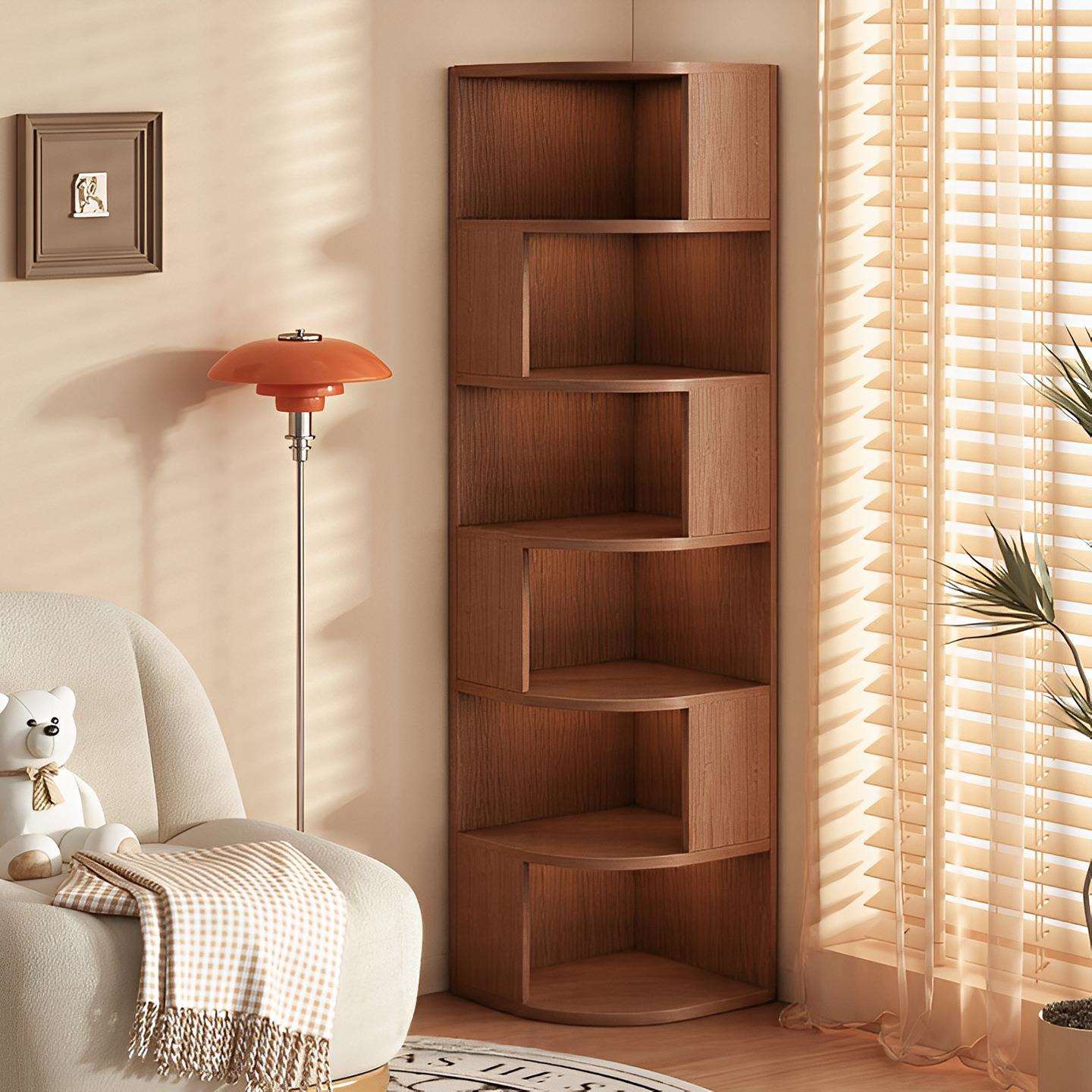 简易书架客厅转角置物架拐角储物柜角柜收纳边柜三角柜子落地书柜