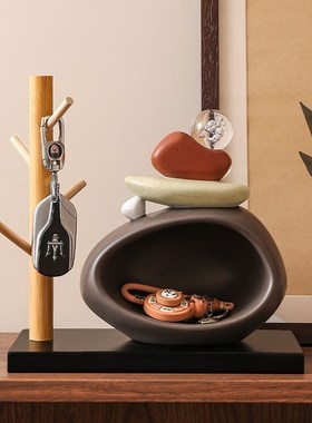 时来运转入户钥匙收纳玄关摆件石头客厅电视柜酒柜装饰品乔迁礼物