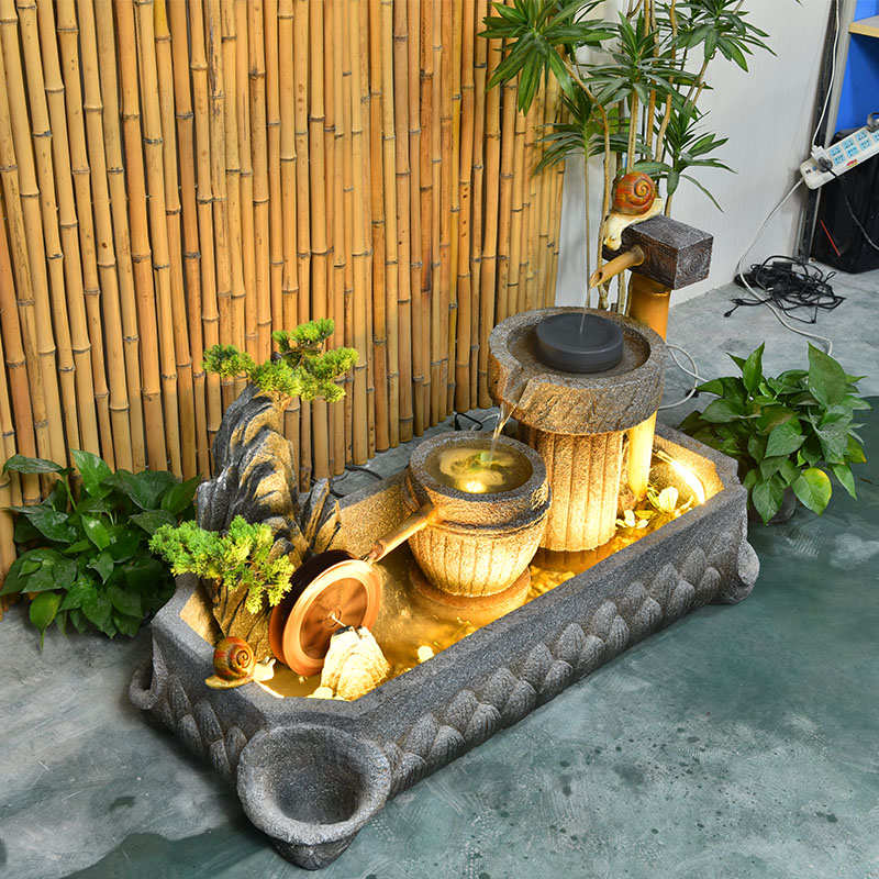 假山流水喷泉阳台公司户外落地鱼池花园庭院鱼缸循环水景装饰摆件