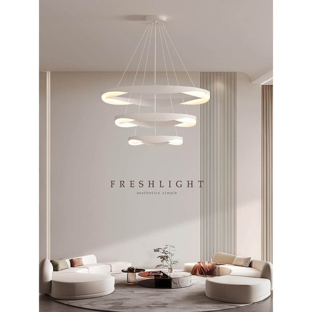 奶油风客厅吊灯现代简约创意大气复式公寓loft楼梯大厅餐厅吊灯