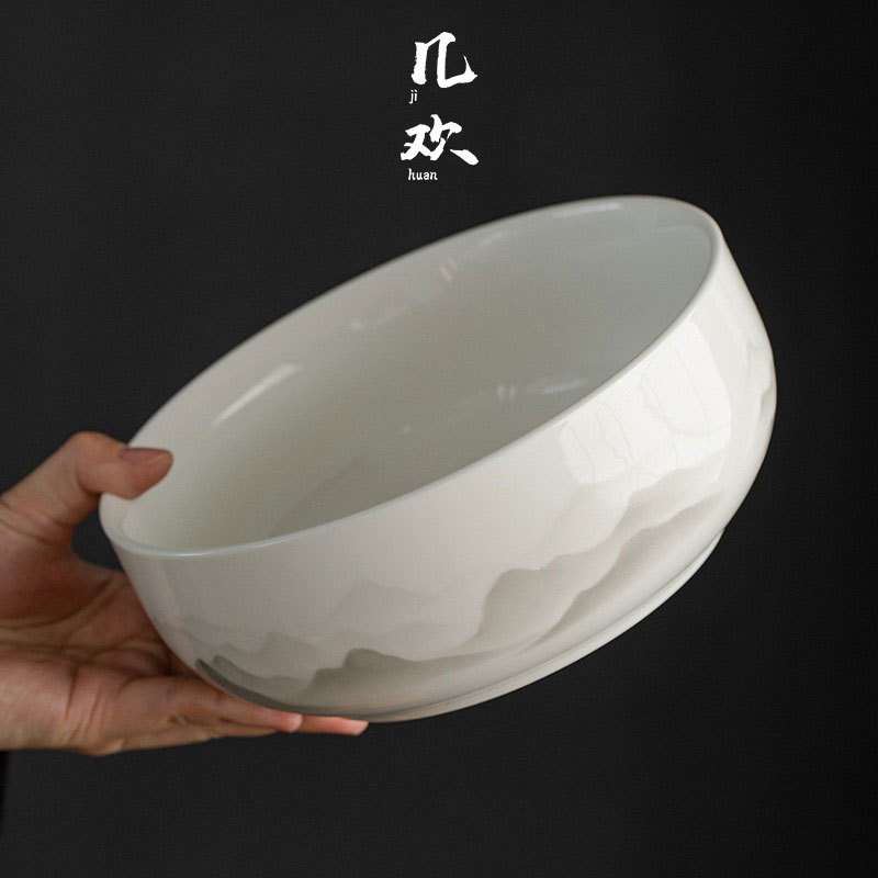 几欢 羊脂玉陶瓷茶洗缸大号水盂家用精致笔洗高档废水缸茶具配件