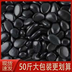 庭院雨花石50装饰园林铺路花园石头黑色黑造景石黑铺斤鹅卵石子地