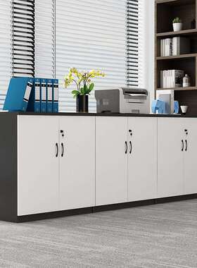 A10L办公室文件柜矮柜储物柜子木质带锁资料柜档案柜收纳柜子白色