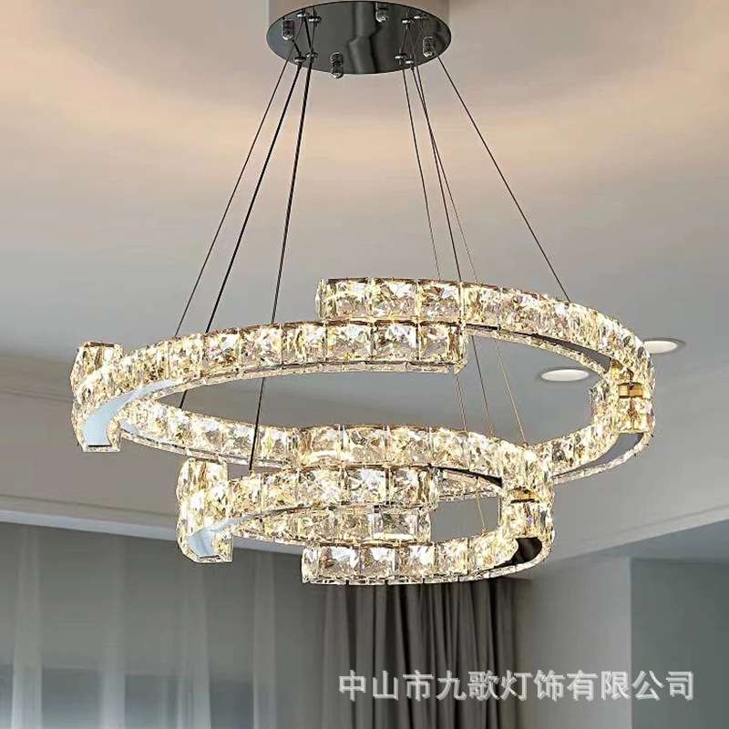 轻奢后水晶灯客厅吊灯现代简约设计师款卧室灯餐厅样板房圆圈灯具