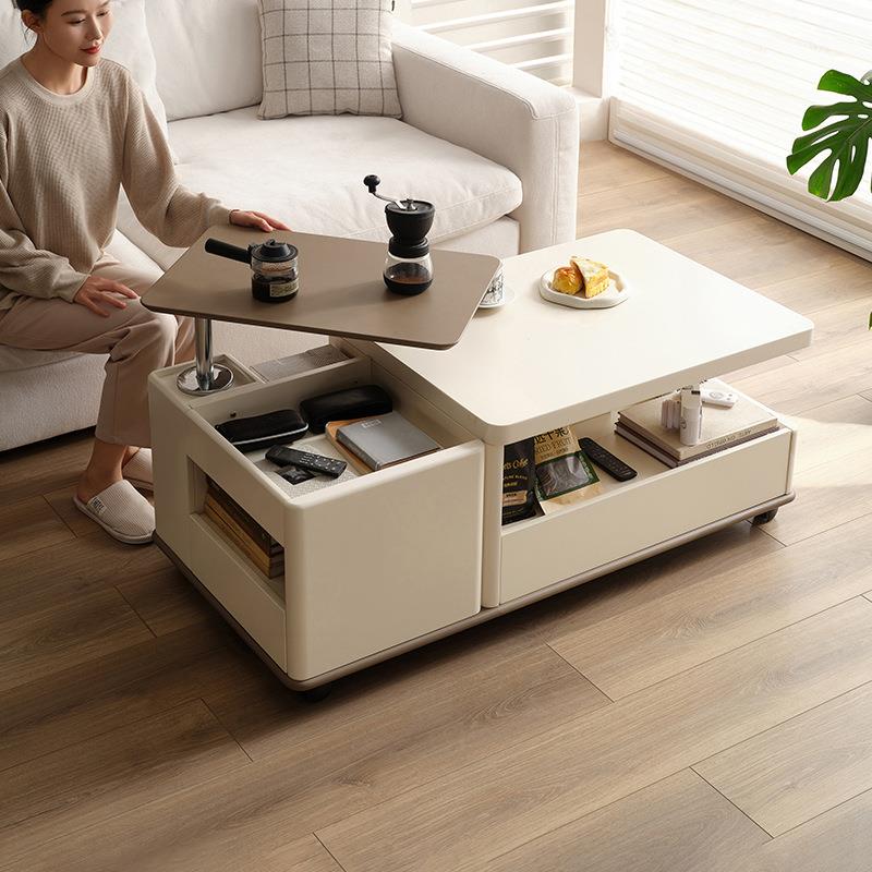 岩板长茶几轻奢简约现代客厅可移动升降家用小户型功能万向轮茶几