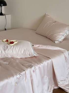 2025新款60S兰精天丝刺绣夏被四件套-晚安兔