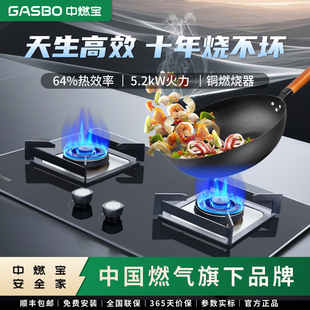 中燃宝燃气灶Q5520家用煤气灶台式 双灶头猛火天然气灶具 嵌入式