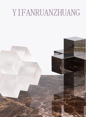 新中式造 几何玄关展厅时尚软装家居摆件型轻奢装饰水晶 陈设简约