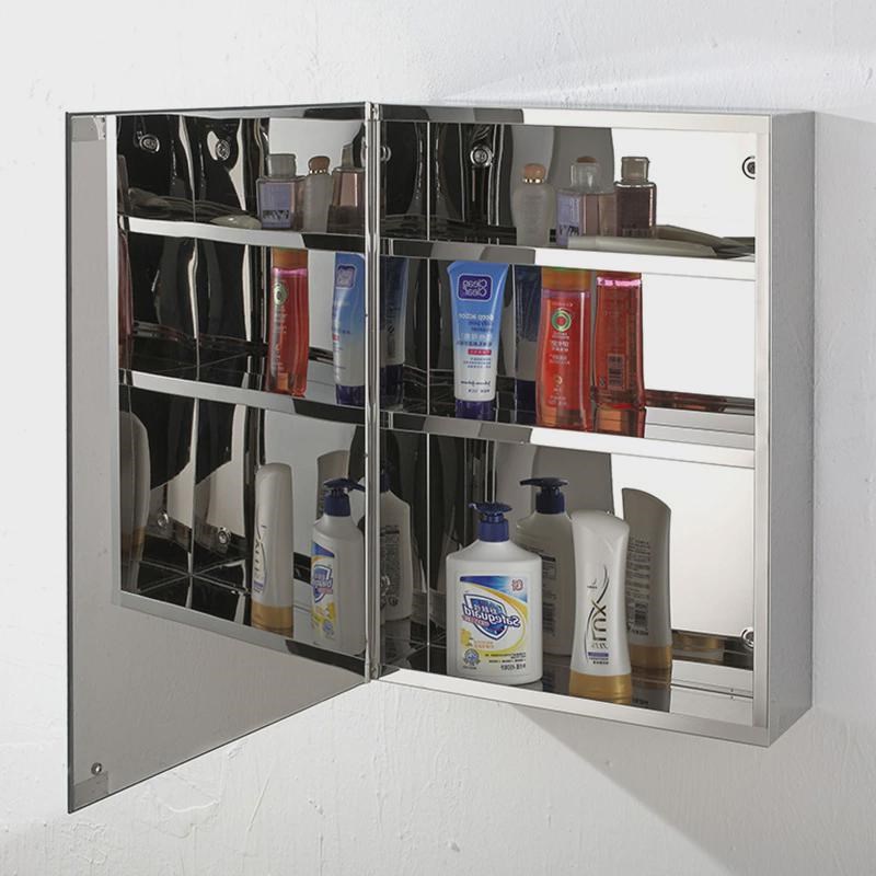 浴室镜柜挂墙式厕m所洗手卫生间镜子带置物架储物收纳不锈钢镜柜
