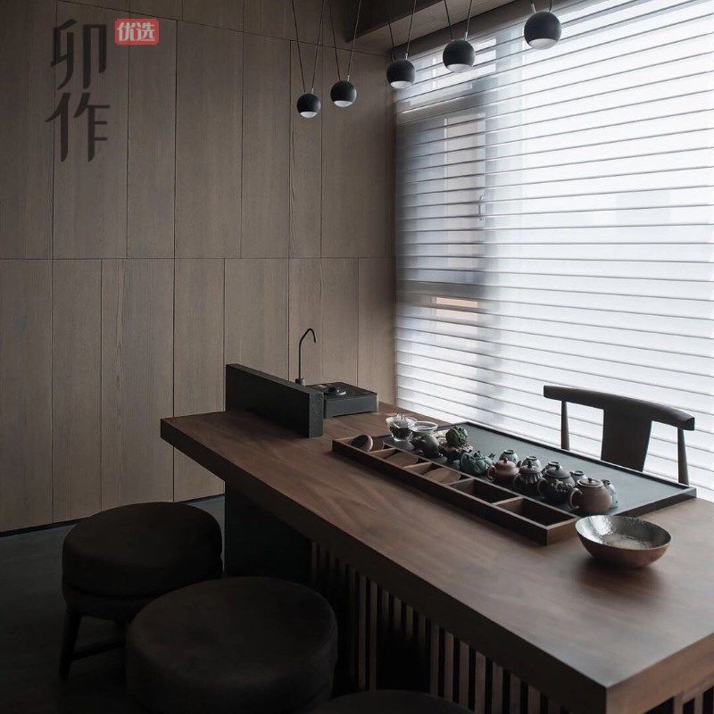 新中式茶桌轻f奢实木茶台简约大气功夫泡茶台禅意茶室办公家用茶