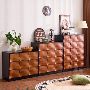 中古风涟漪斗柜客厅复古s涟漪卡门柜组合实木大储物柜卧室床边柜