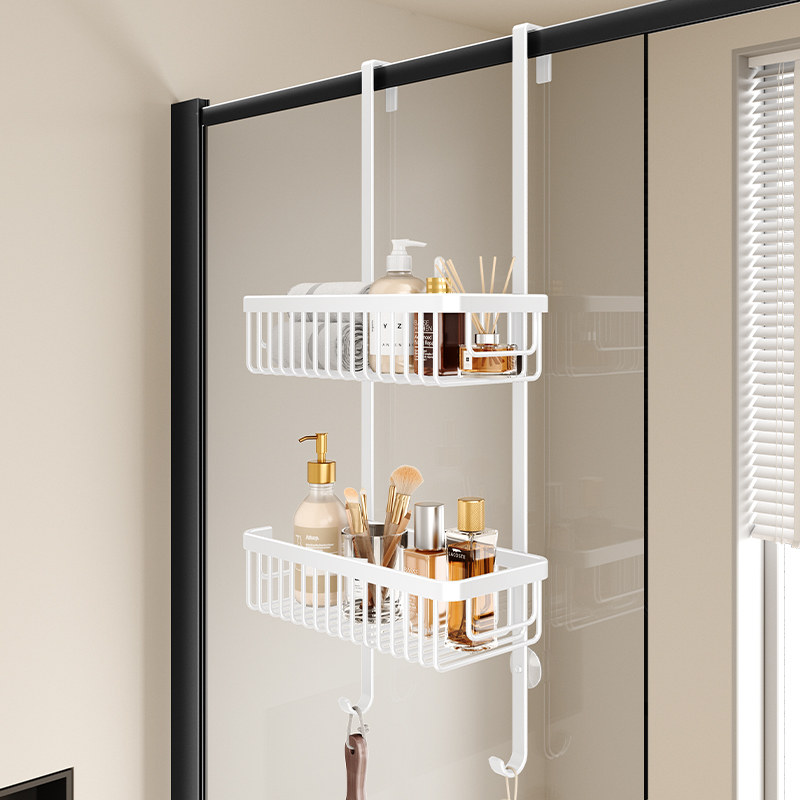 免打孔淋a浴房浴室置物架卫生间收纳架洗澡间冲凉房隔断挂篮挂钩