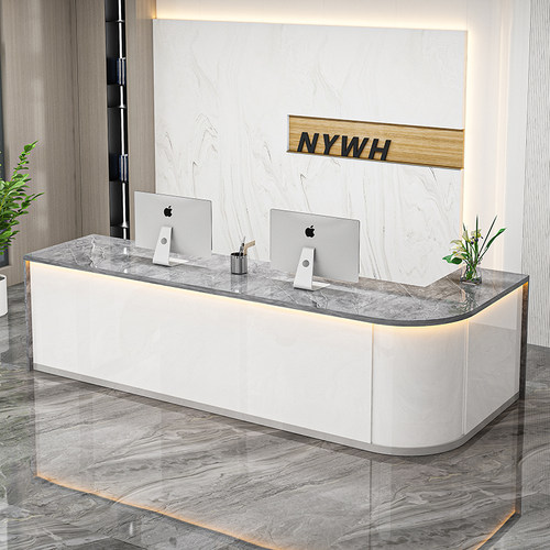 弧形吧台收银台中介公r司物业物流店铺台球厅柜台转角前台接待台