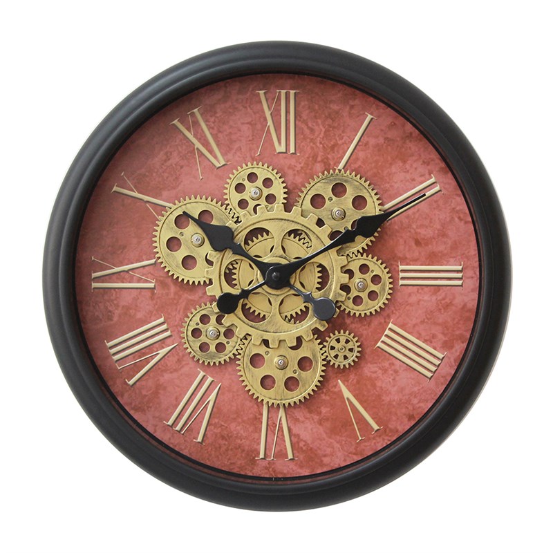 北欧16a英寸直径40厘米装饰挂钟复古客厅办公室挂表做旧大气挂墙