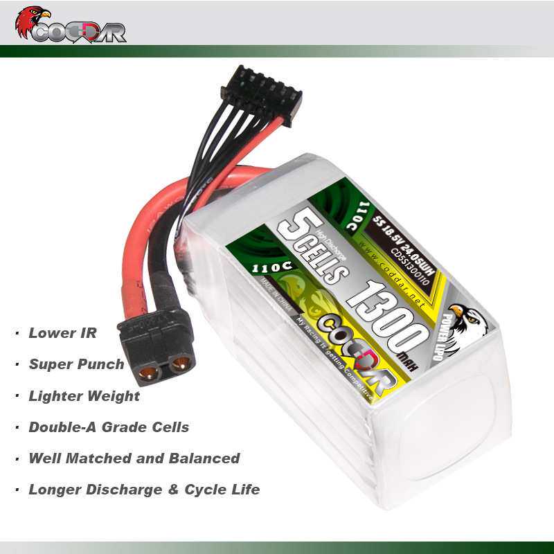 鹰氪CODDAR 1300MAH 5S 18.5V 110C 航模3寸涵道穿越机锂电池LIPO