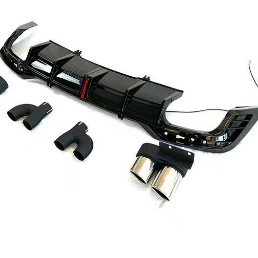 适用于奥迪A5后唇尾喉四出带灯款式改装S5黑色排气2021-2024A5