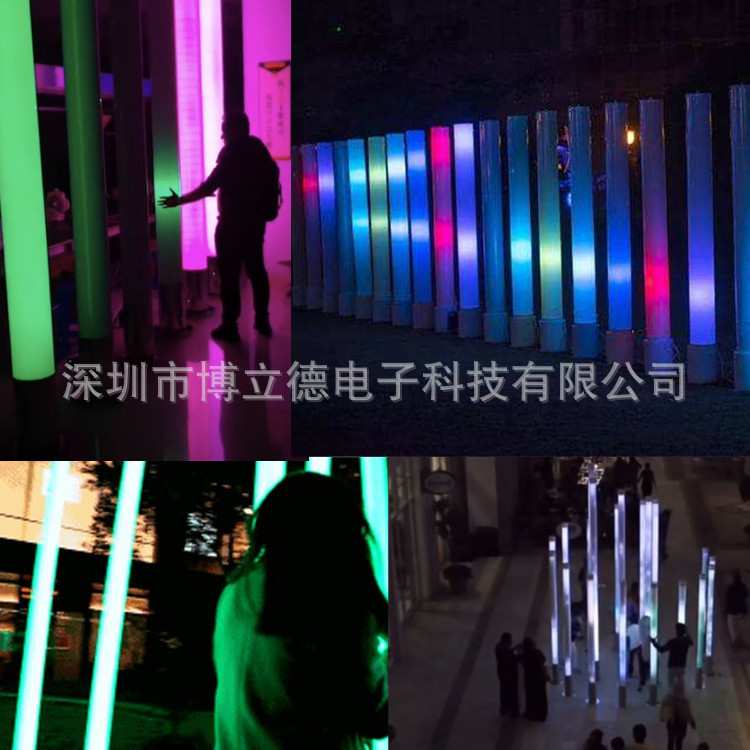 互动触摸感应声控灯柱安装智能LED声光景观灯装置户外广场工程
