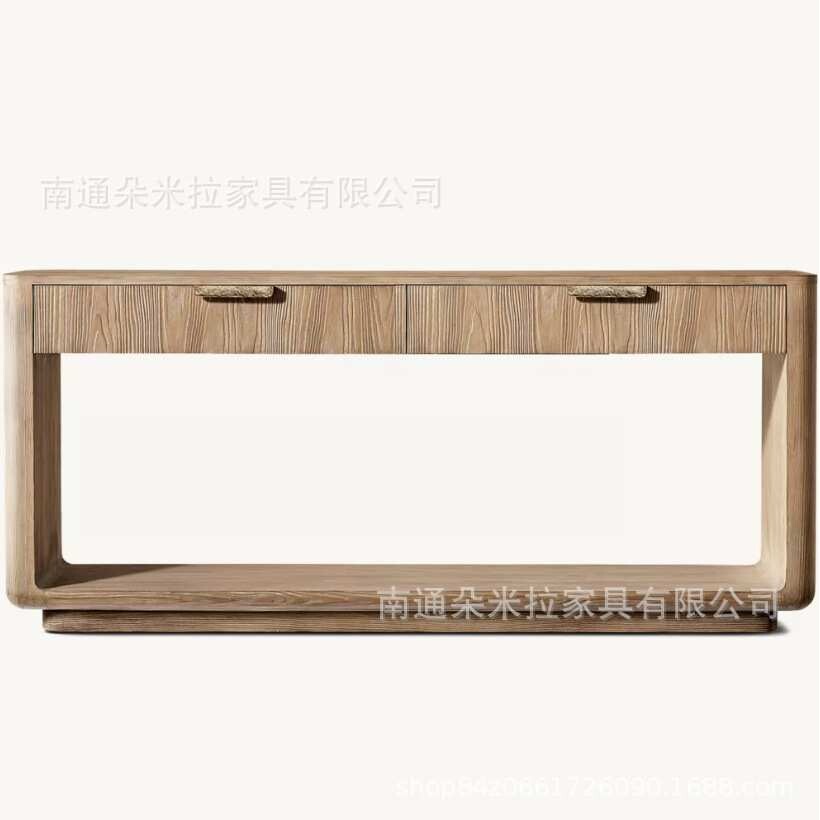 RH美式乡村实木玄关桌法式复古条几柜入户玄关走廊简约装饰门厅桌