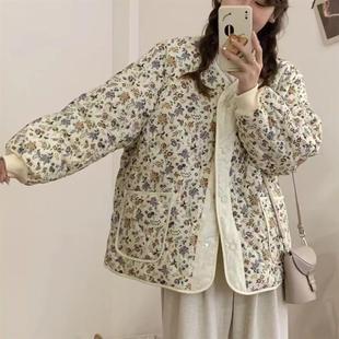 秋冬新款森系小碎花宽松气质棉服保暖绗棉小众特色花棉袄女士