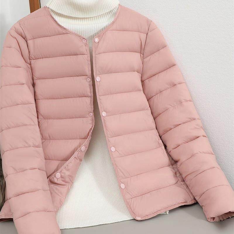 2025秋冬轻薄棉服女短款百搭内穿保暖衣内胆圆领贴身棉衣外套修身