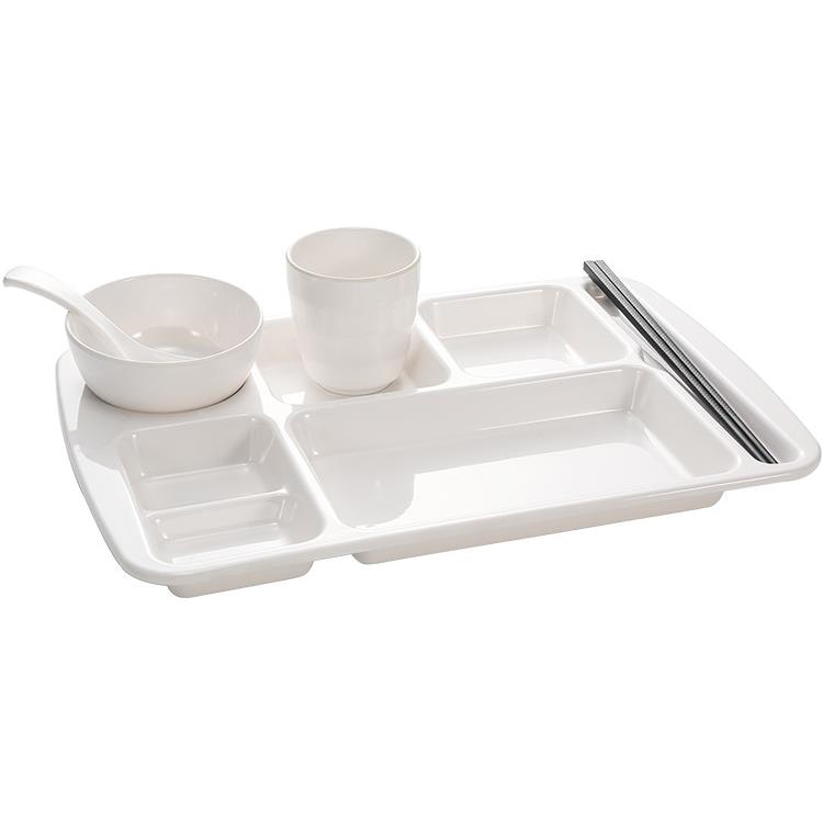 快餐盘10个装密胺分格餐盘商用学校食堂餐具套装塑料碗盘