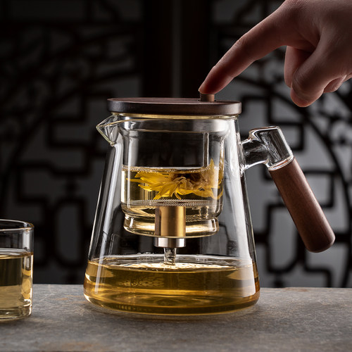 飘逸杯全玻璃茶壶一键茶水分w离按压式沏茶泡茶神器耐热内胆飘逸