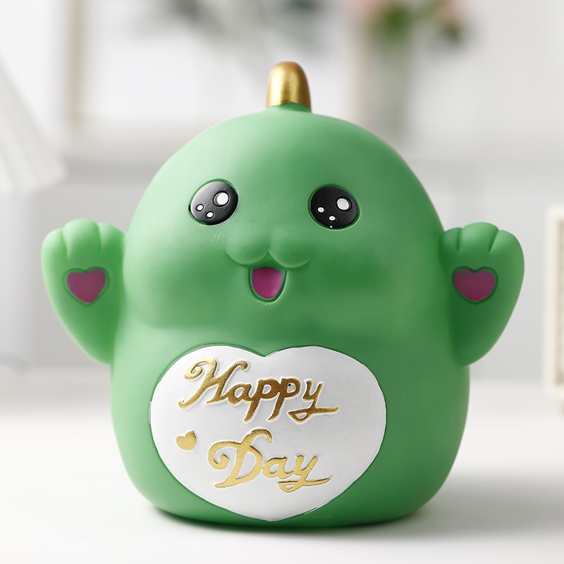 创意可爱豆豆龙储蓄罐恐龙存钱罐大容量只进不出S卡通零钱罐不可