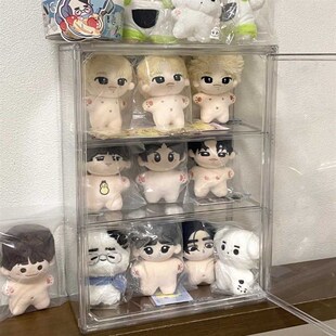 棉花娃娃收纳盒透明娃娃收纳展示B架10cm公仔挂件收纳防尘展示盒