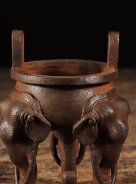 家居古器香炉 象装饰法香插铁制作纯会所腿仿古铁炉复古文玩