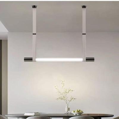 意大利SLIVER皮革餐厅吊灯后现代设计师吧台办公室一字长条玻璃灯