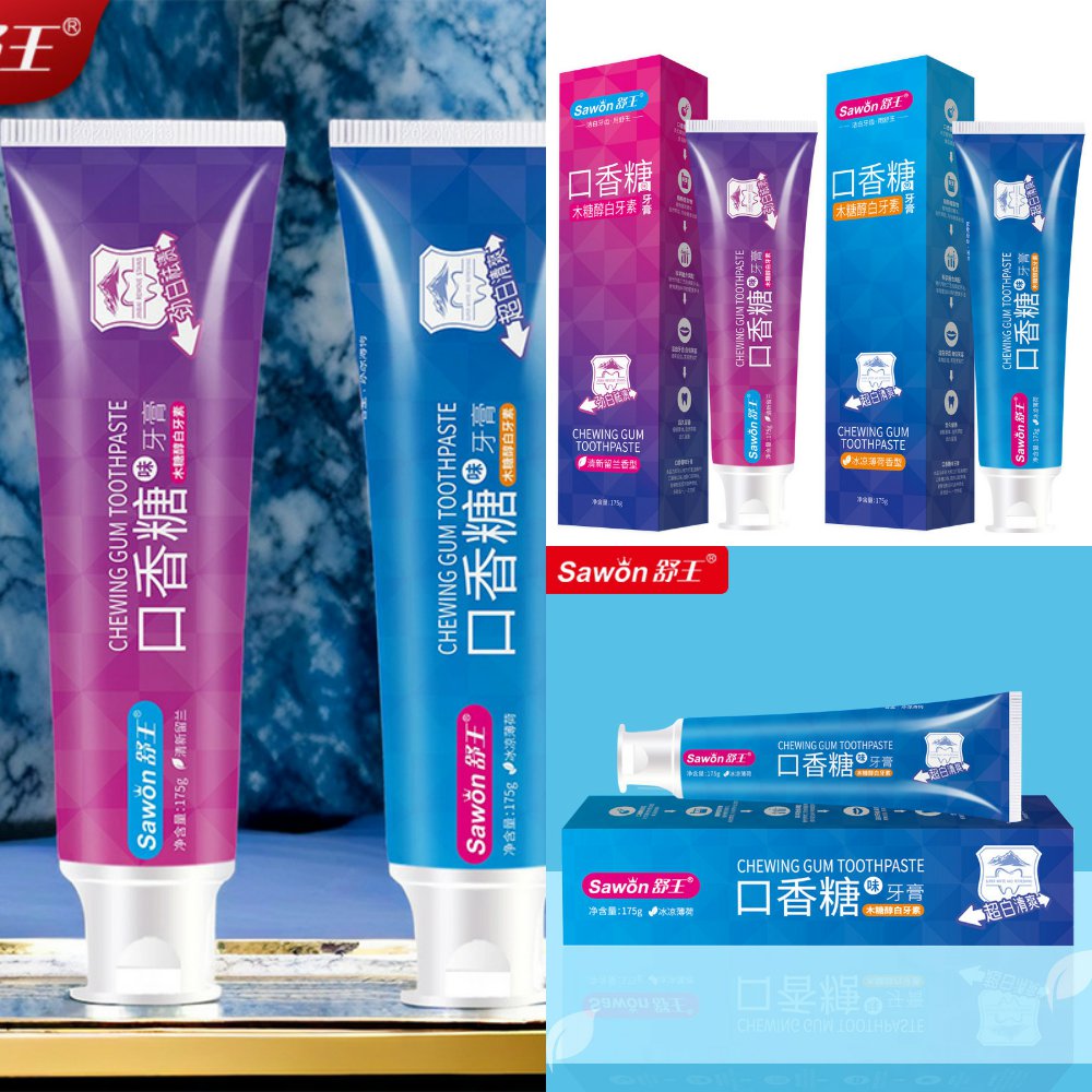 口香糖味牙膏175g白牙素木糖醇冰