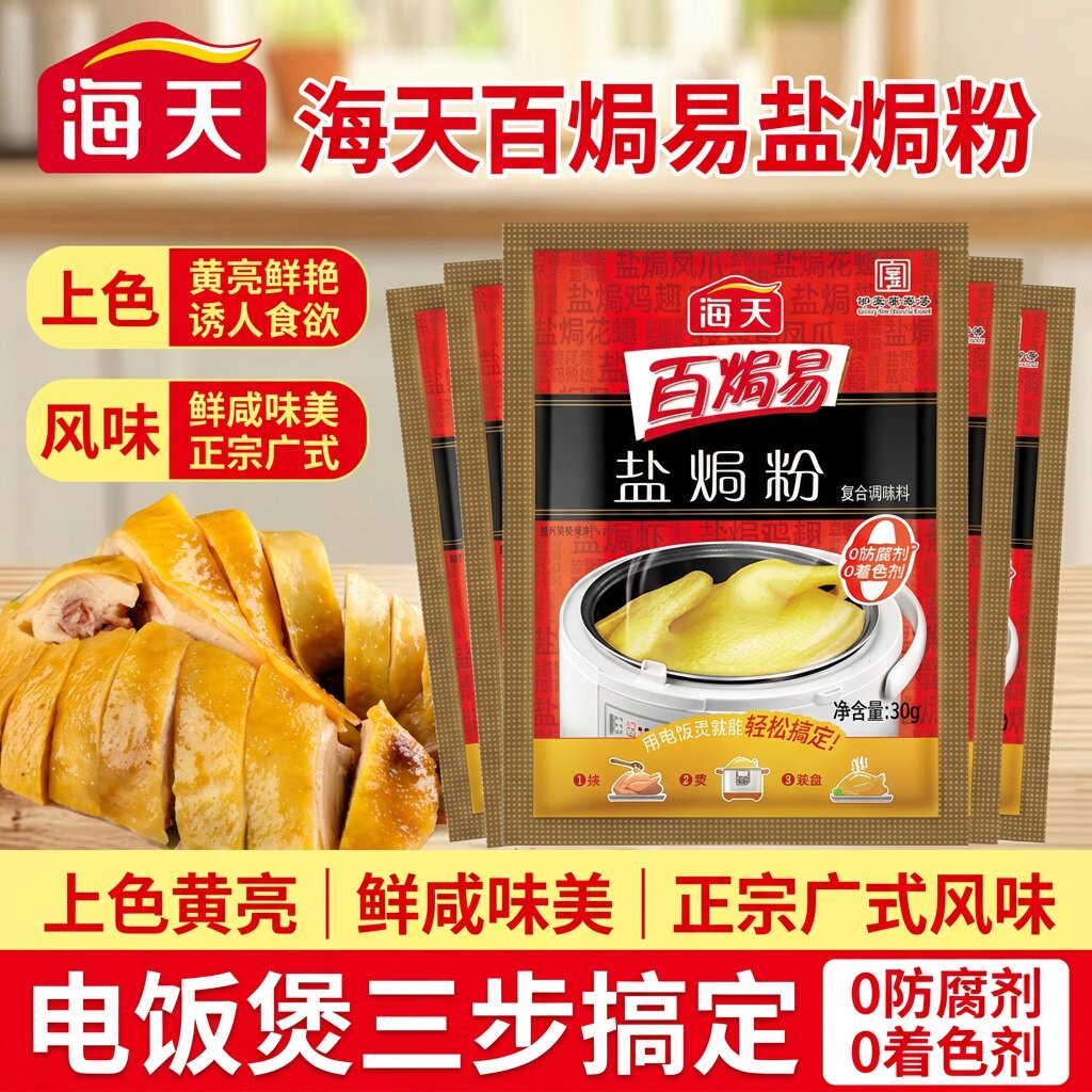 海天正宗盐焗鸡粉梅州客家沙姜手撕盐局鸡白切烧鸡豉油小包装腌料