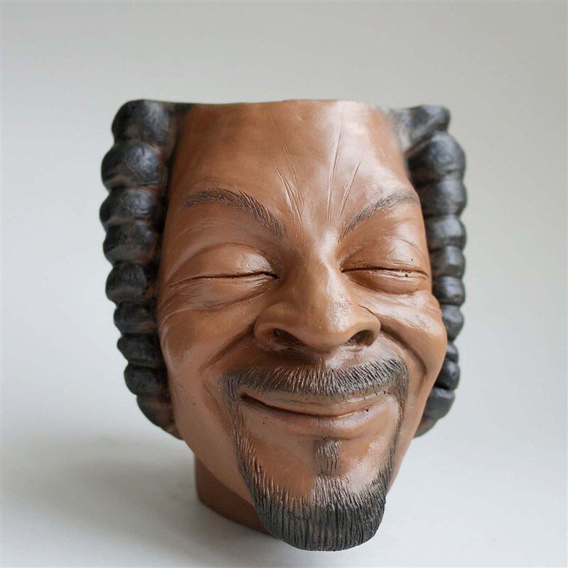 嘻哈黑人人脸个性多肉盆栽办公室家居桌面笔筒收纳树脂摆件