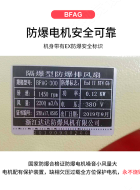 BFAG-300/400/500/600防爆排风扇排气扇换气扇工业防爆方风扇220V