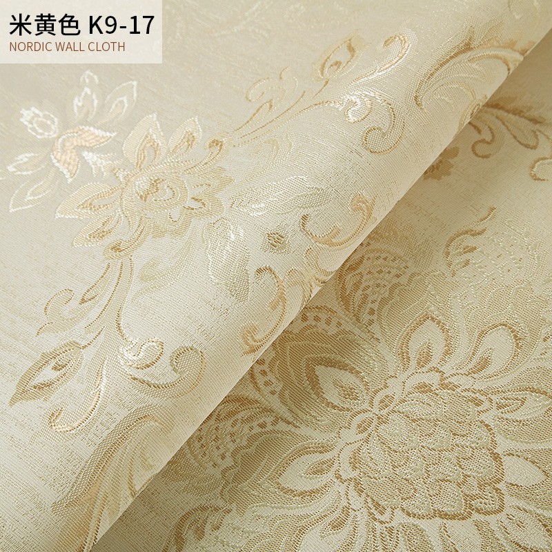 高档奢华欧式无缝墙布现代简约卧室客厅全屋壁纸R电视背景刺绣壁