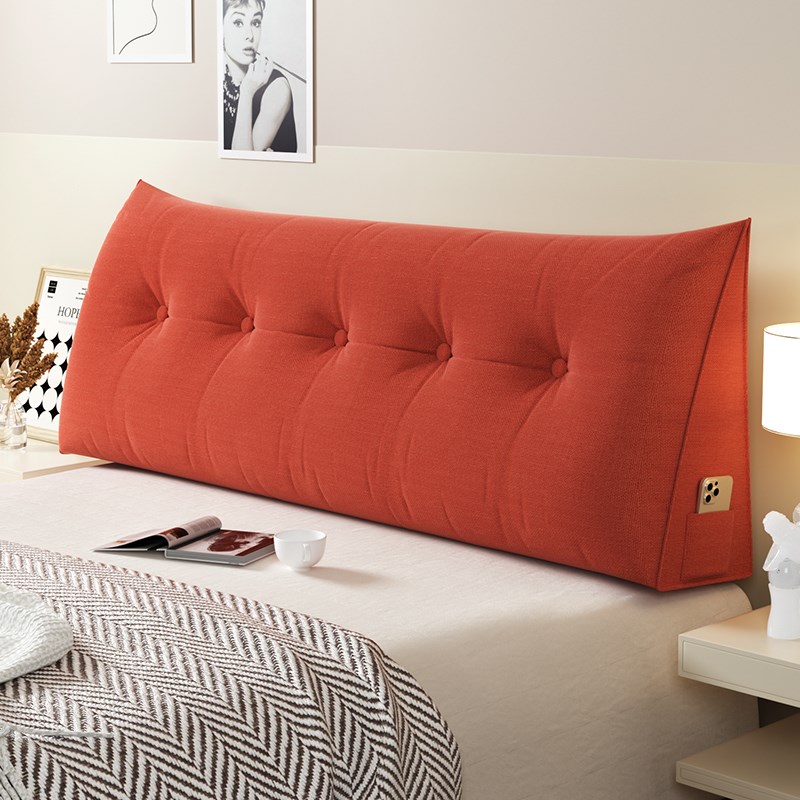 床头软包靠垫亚麻面料现代u简约榻榻米靠背可拆洗机洗三角卧室改